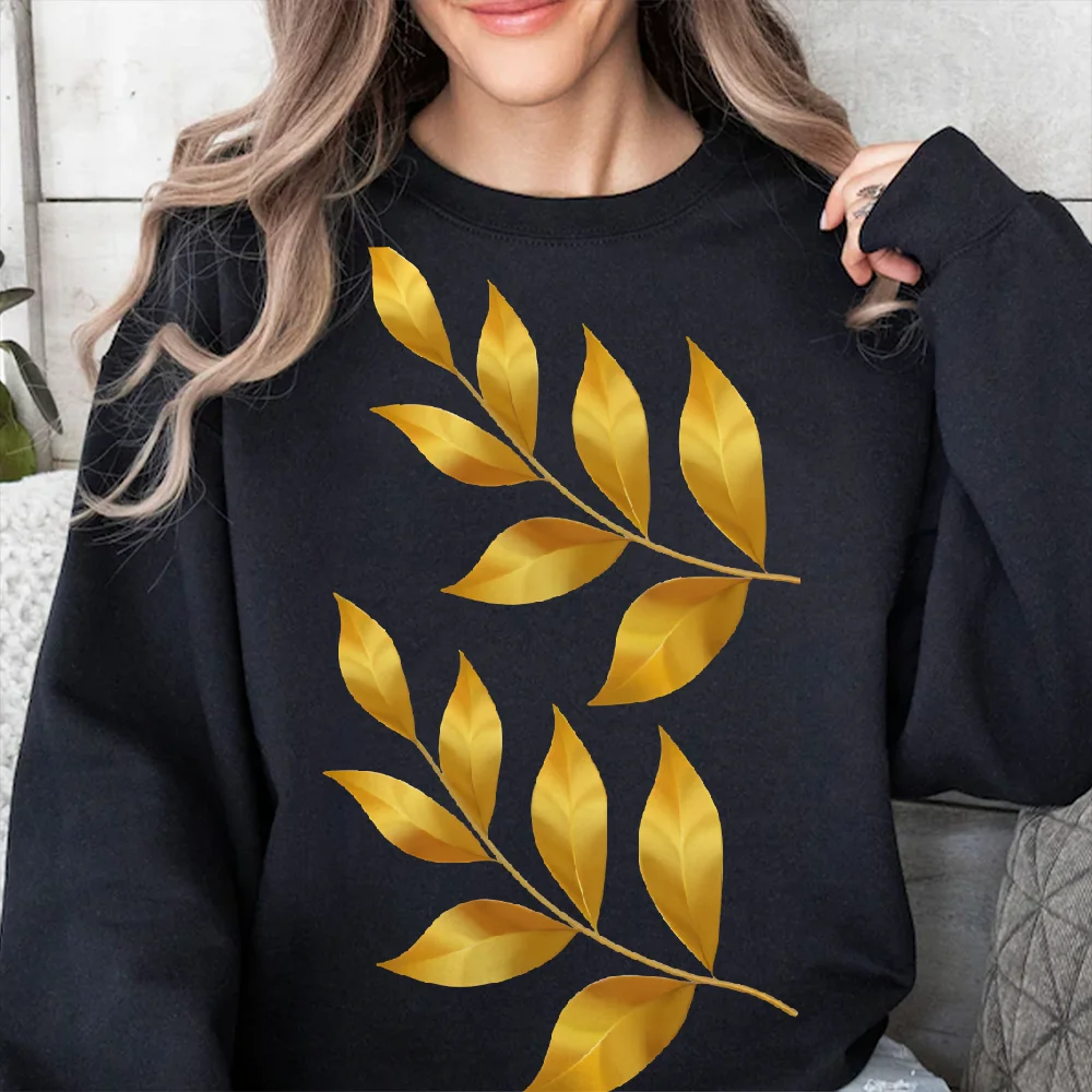 Graphic Sweatshirt Golden Leaves Y2k Print Woman Sweatshirts Autumn Inspired Oversize Casual Wear Trendy Shiny Vibe Clothes
Graphic Sweatshirt Golden Leaves Y2k Print Woman Sweatshirts Autumn Inspired Oversize Casual Wear Trendy Shiny Vibe Clothes