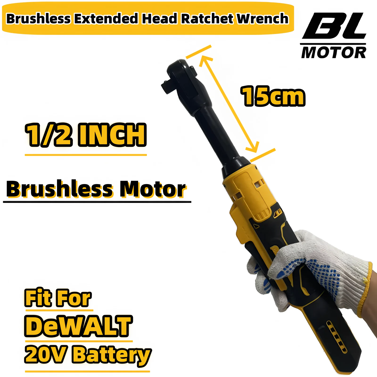 For DeWALT 20V Battery 1/2" Brushless Electric Ratchet Wrench 15cm Extended Head Removal Screw Nut Cordless Driver Power Tools
For DeWALT 20V Battery 1/2" Brushless Electric Ratchet Wrench 15cm Extended Head Removal Screw Nut Cordless Driver Power Tools