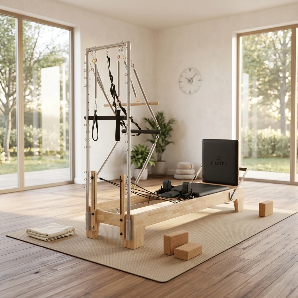 DEREN Oak Wood Pilates Reformer with Half High Tower for Pilates Studio and Home Yoga Practice Pilates Health
DEREN Oak Wood Pilates Reformer with Half High Tower for Pilates Studio and Home Yoga Practice Pilates Health