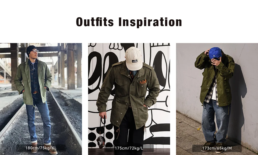 Maden Military M65 Field Jackets For Men's Green Vintage Army Jacket Casual Windbreaker Solid Lapel Collar with Pockets Overcoat 28 S39e1e5bb6a214c70bc791b20878e75d5q