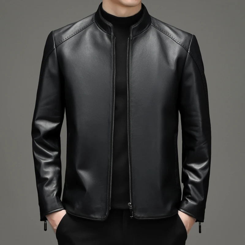 New Men's Casual Fashion Slim Gentleman Business Solid Color Trend Lapel English Style Sheepskin Jacket Dermis Leather Jacket
New Men's Casual Fashion Slim Gentleman Business Solid Color Trend Lapel English Style Sheepskin Jacket Dermis Leather Jacket