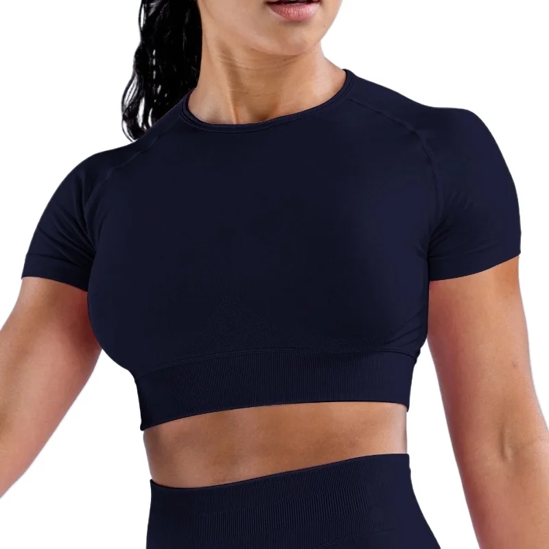 New Women Crop Top SportsT-shirt Seamless Spandex Woman Fitness Elastic Breathable Top Enhancement Leisure Sports T-shirt
New Women Crop Top SportsT-shirt Seamless Spandex Woman Fitness Elastic Breathable Top Enhancement Leisure Sports T-shirt