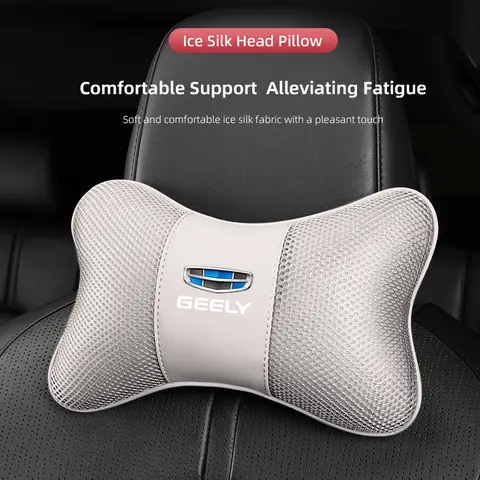 Reposacabezas de asiento de coche, almohada de seda helada para el cuello, almohadilla suave para Geely Atlas Coolray Emgrand X7 GT Tugella Preface Jingang ICON, 1 Uds.