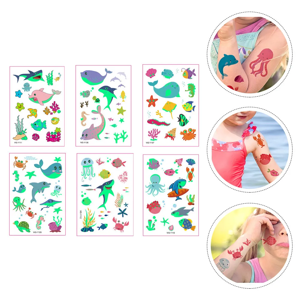 6 Sheets Tattoos Stickers for Luminous Temporary Ocean Series Body Theme Art
6 Sheets Tattoos Stickers for Luminous Temporary Ocean Series Body Theme Art