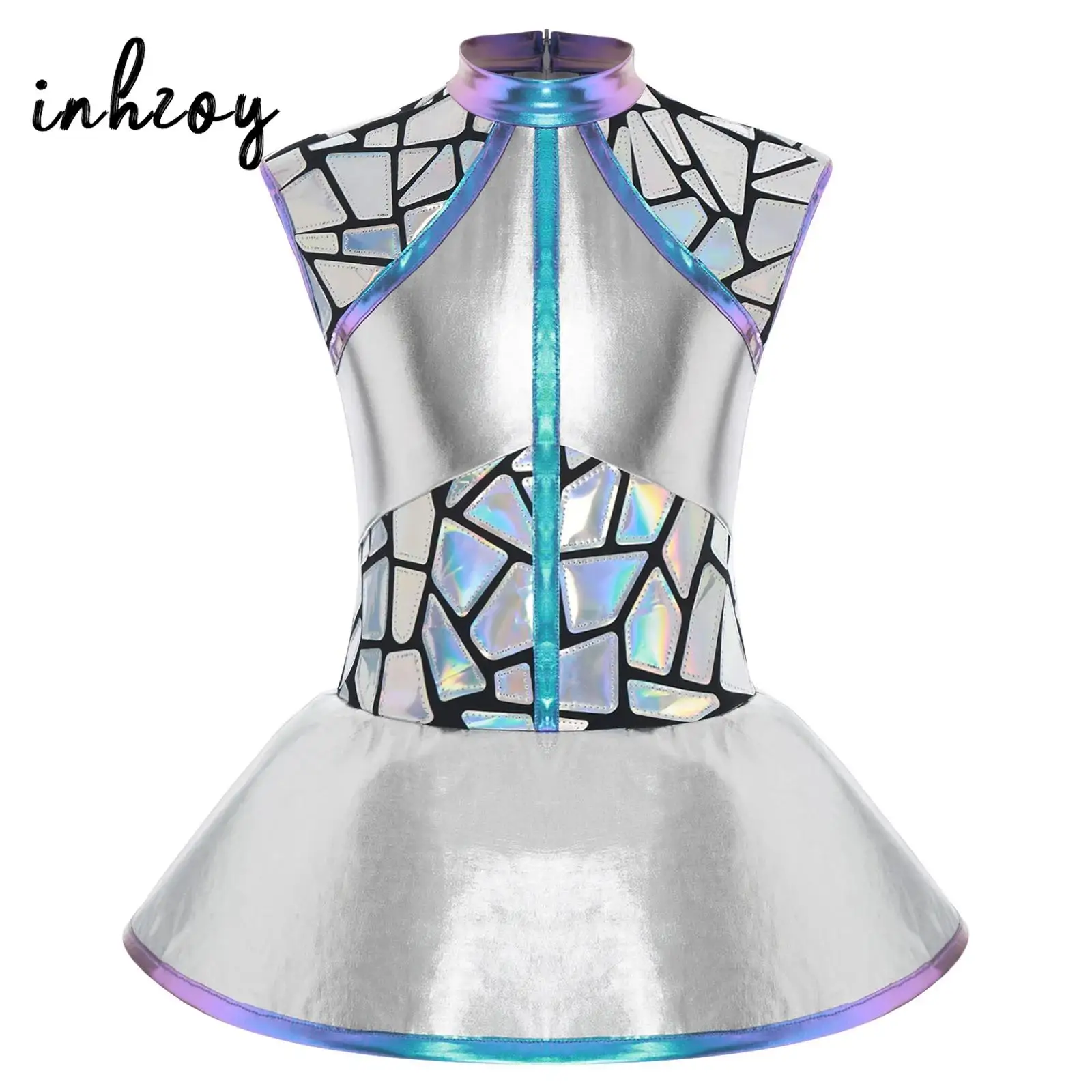 Girls Halloween Alien Cosplay Costume Outer Space Mock Patchwork Metallic Tutu Dance Dress for Roleplay Theme Party
Girls Halloween Alien Cosplay Costume Outer Space Mock Patchwork Metallic Tutu Dance Dress for Roleplay Theme Party