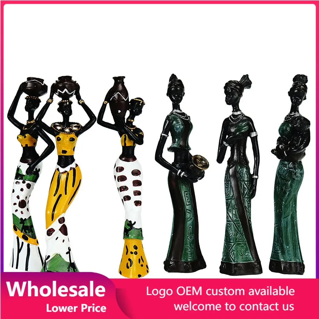3 Pcs/Set African Sculpture Resin Craft Tribal Lady Statue Home Figurine Statue Decoration Accessories Women Sculpture Figure 
3 Pcs/Set African Sculpture Resin Craft Tribal Lady Statue Home Figurine Statue Decoration Accessories Women Sculpture Figure