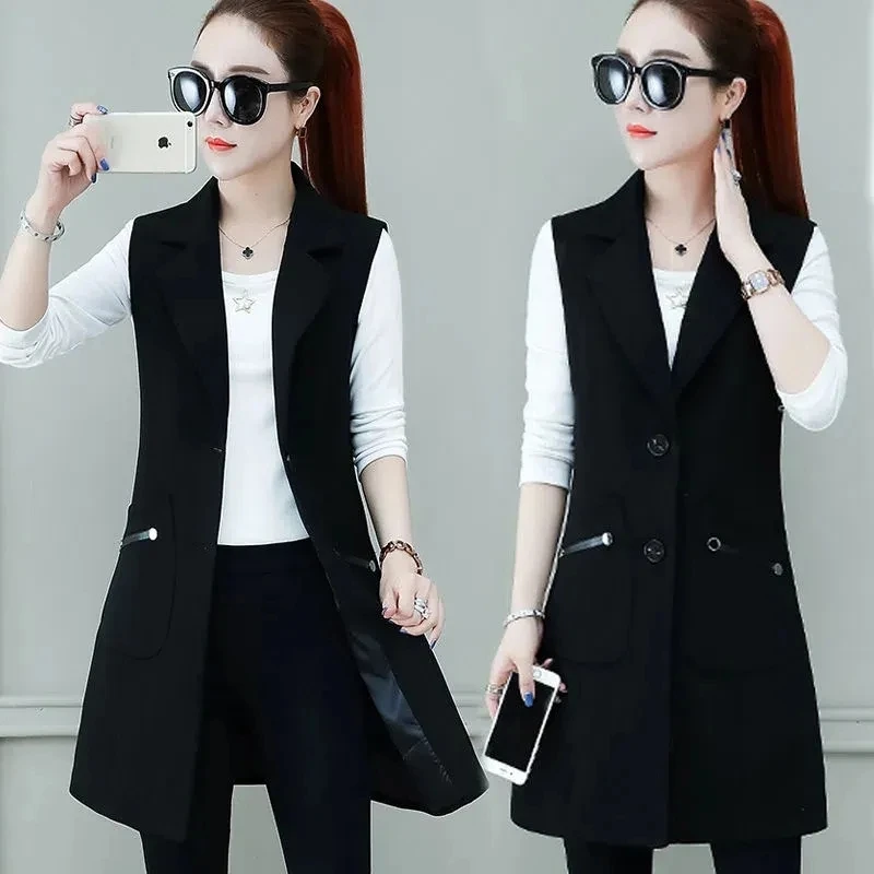 2024, весенне-осенний женский жилет, куртка, новый однотонный жилет без рукавов, корейский костюм с воротником, жилеты средней длины, женская верхняя одежда
2024, весенне-осенний женский жилет, куртка, новый однотонный жилет без рукавов, корейский костюм с воротником, жилеты средней длины, женская верхняя одежда