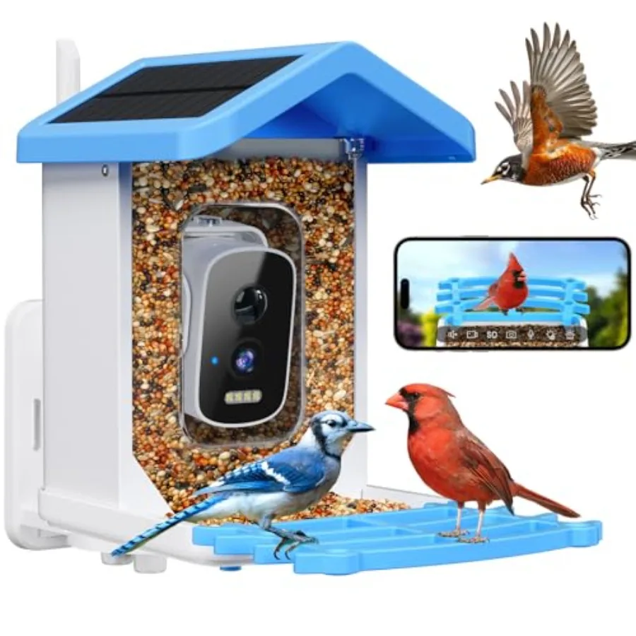 Outdoor smart bird feeder with solar panel HD 2.5K camera AI bird species identification gray finish weatherproof design for ga
Outdoor smart bird feeder with solar panel HD 2.5K camera AI bird species identification gray finish weatherproof design for ga