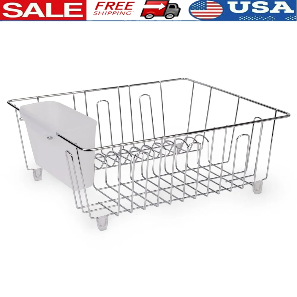 Small Wire Dish Rack Kitchen Organizer with Cutlery Cup Compact Dish Drainer Stainless Steel Countertop Drying and Storage
Small Wire Dish Rack Kitchen Organizer with Cutlery Cup Compact Dish Drainer Stainless Steel Countertop Drying and Storage