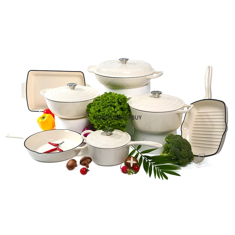 Modern Design Enamel Cast Iron Cookware Set Includes Dutch Oven Casserole Frying & Soup Stocks Pot
Modern Design Enamel Cast Iron Cookware Set Includes Dutch Oven Casserole Frying & Soup Stocks Pot