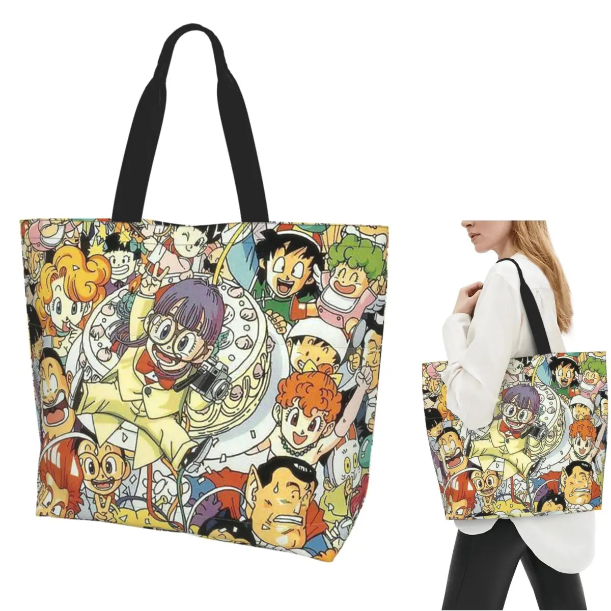 Cute Dr.Slump Robot Girl Arale Hoyoyo Shopping Tote Bag Canvas Large Capacity Shoulder Bags Shopper Grocery Handbag for Women
Cute Dr.Slump Robot Girl Arale Hoyoyo Shopping Tote Bag Canvas Large Capacity Shoulder Bags Shopper Grocery Handbag for Women