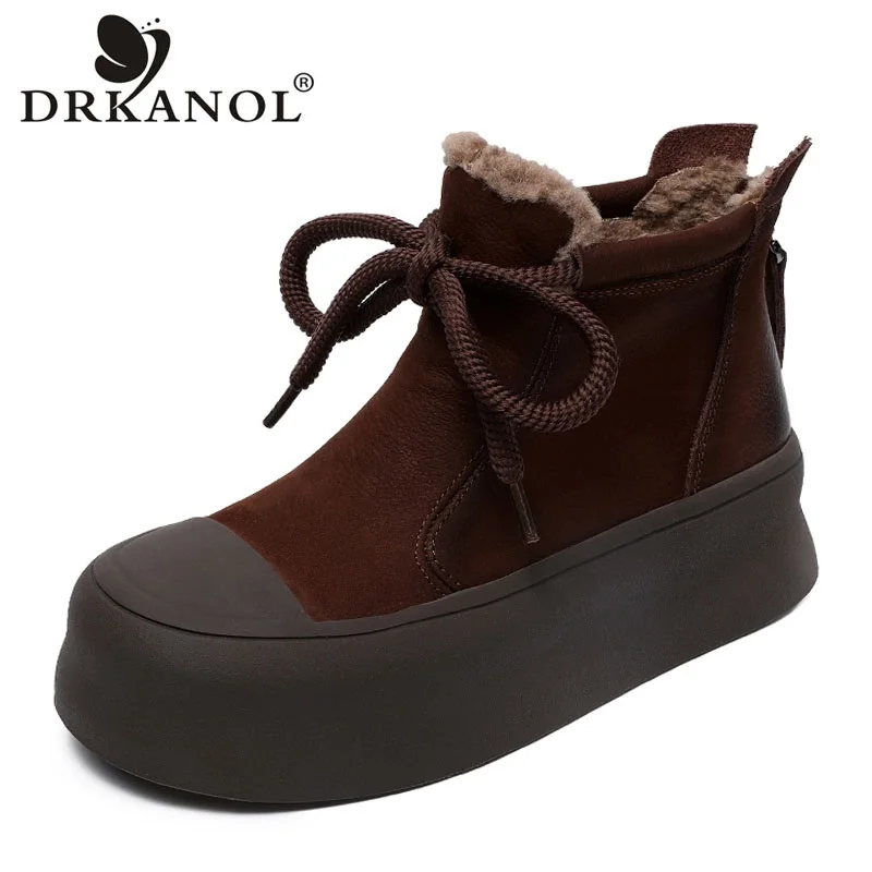 DRKANOL Fashion Thick Bottom Snow Boots Women Genuine Cow Leather Back Zipper Platform Ankle Boots Ladies Winter Warm Fur Shoes
DRKANOL Fashion Thick Bottom Snow Boots Women Genuine Cow Leather Back Zipper Platform Ankle Boots Ladies Winter Warm Fur Shoes