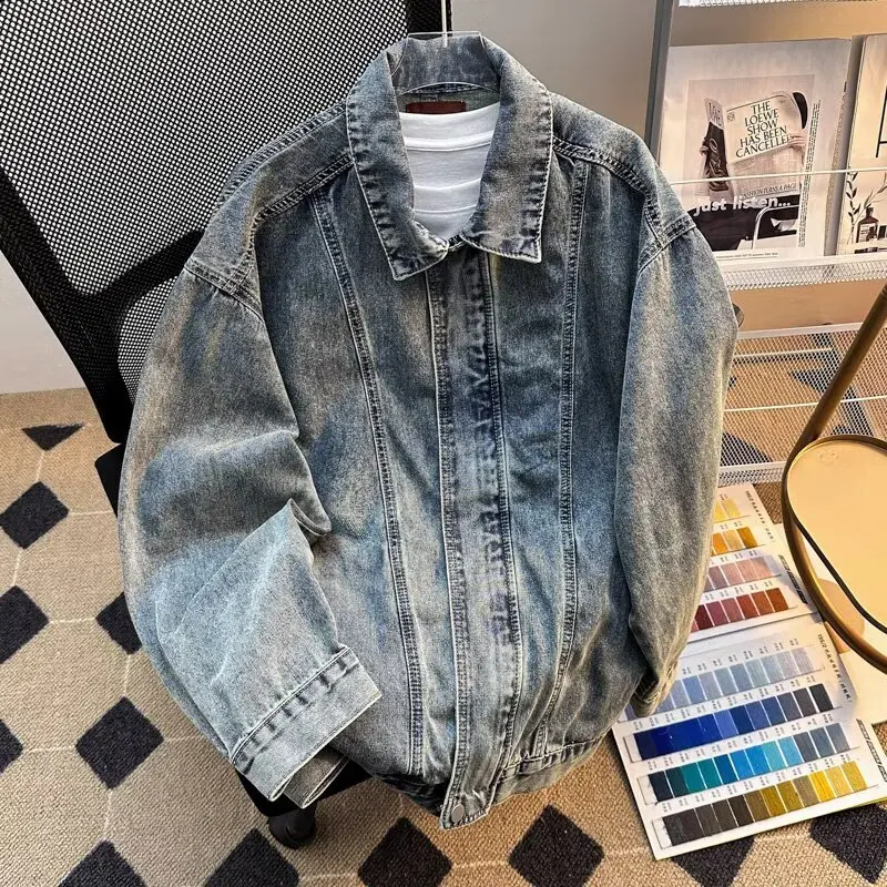 Autumn Winter Large Size American Denim Open Cardigan Jaet Men Loose High Street Turn-down Collar Zipper Long Sve Top
Autumn Winter Large Size American Denim Open Cardigan Jaet Men Loose High Street Turn-down Collar Zipper Long Sve Top