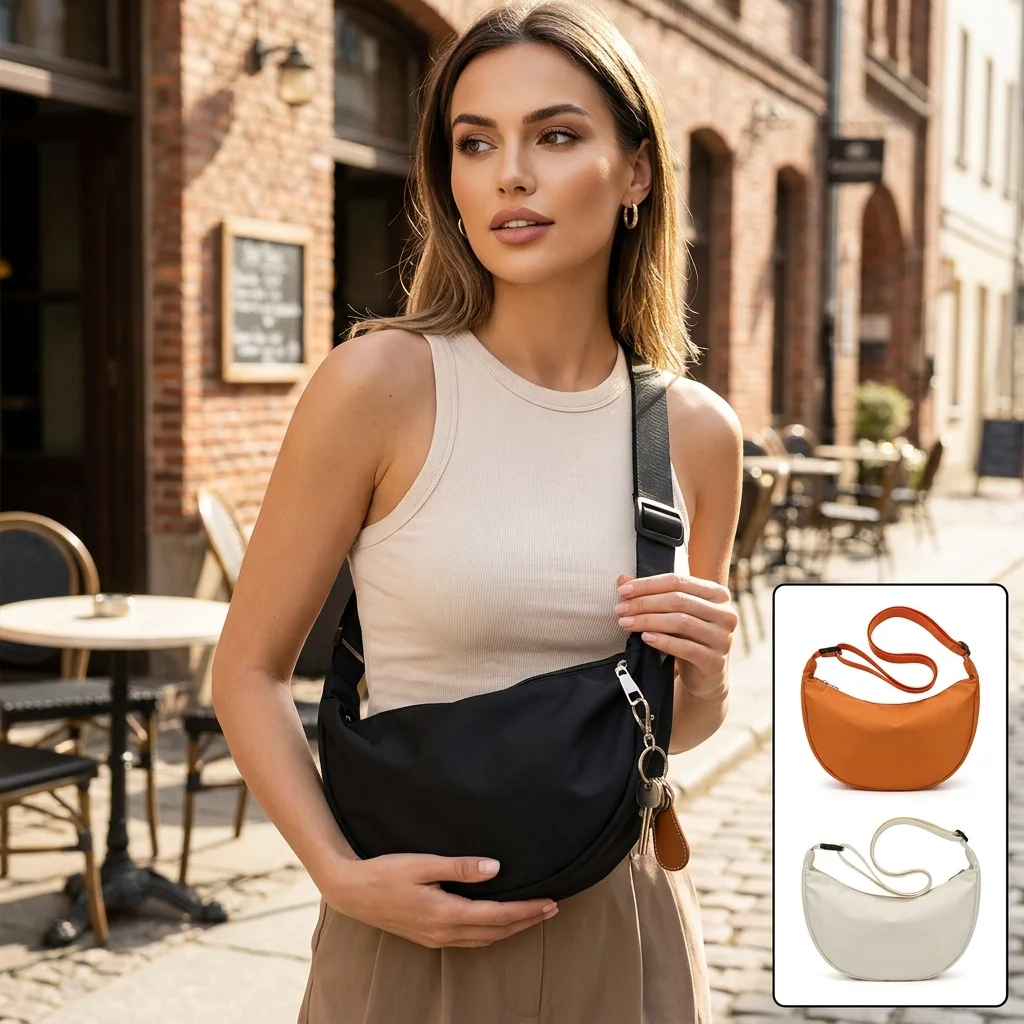 Crescent Bag Women Men Oxford Crossbody Bag Large Capacity Dumpling Bag Solid Shoulder Bag Minimalist Japanese Style Hobo Bag
Crescent Bag Women Men Oxford Crossbody Bag Large Capacity Dumpling Bag Solid Shoulder Bag Minimalist Japanese Style Hobo Bag