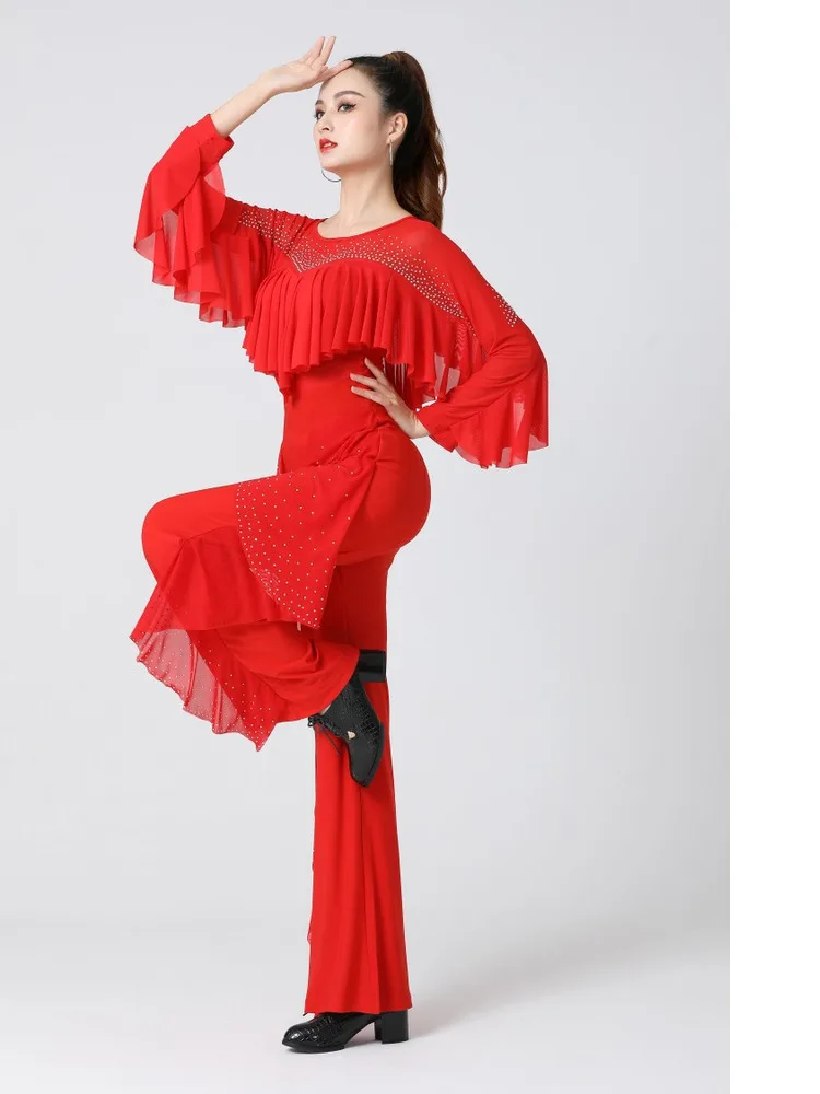 Rhinestones Ballroom Dance Standard Pants Jazz Line Women Latin High Waist Competition Festival Modern Classical Ruffle Trousers
Rhinestones Ballroom Dance Standard Pants Jazz Line Women Latin High Waist Competition Festival Modern Classical Ruffle Trousers