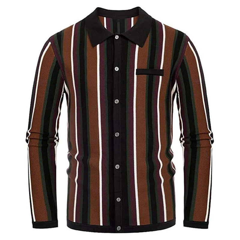 2024 Spring Casual Men's Shirts Long Sleeve Knitwear Slim Fit Buttoned Turn-down Collar Knit Shirt For Men Vintage Striped Shirt
2024 Spring Casual Men's Shirts Long Sleeve Knitwear Slim Fit Buttoned Turn-down Collar Knit Shirt For Men Vintage Striped Shirt