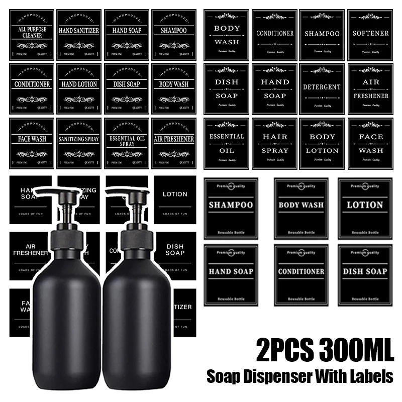 2PCS 300ml Soap Dispenser With Labels Bathroom Shampoo Conditioner Hand Dish Bottle Shower Gel Liquid Lotion Storage Container
2PCS 300ml Soap Dispenser With Labels Bathroom Shampoo Conditioner Hand Dish Bottle Shower Gel Liquid Lotion Storage Container