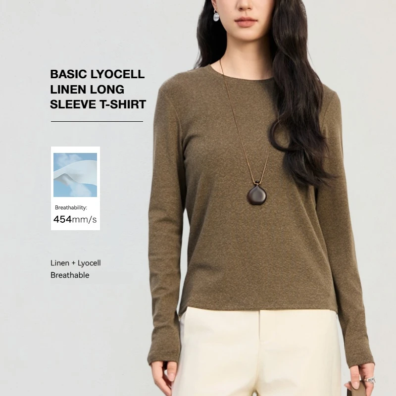 Premium Ice-Silk Linen Women Long Sleeve Tee Slub Melange Texture O-neck T-shirt Lyocell Cool Feeling Spring Summer Wear Tops
Premium Ice-Silk Linen Women Long Sleeve Tee Slub Melange Texture O-neck T-shirt Lyocell Cool Feeling Spring Summer Wear Tops