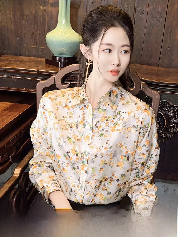 Early Spring Polka Dot Print Silk irt Women Long Sve Luxury Feel Silk Top Straight Cut Commute Sle
Early Spring Polka Dot Print Silk irt Women Long Sve Luxury Feel Silk Top Straight Cut Commute Sle
