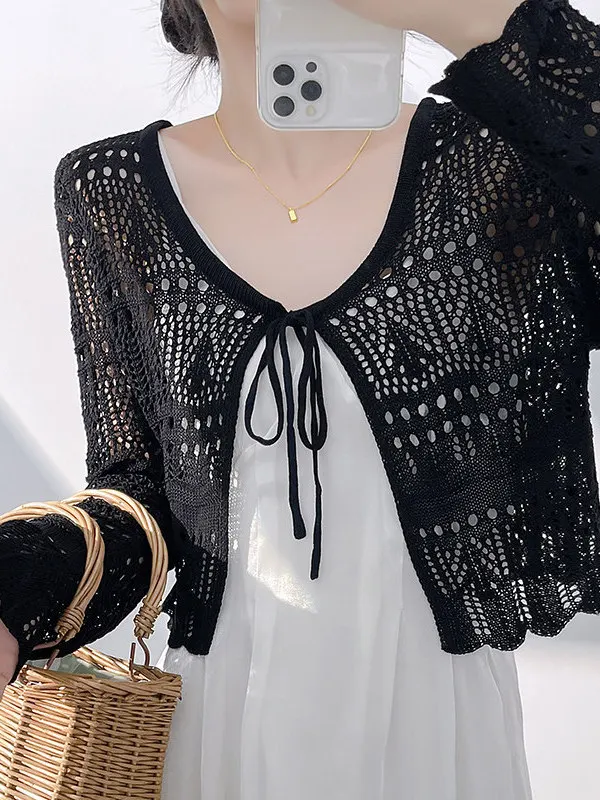 Sweet Style Knitted Open Cardigan Women's Hollow out Wrap Shoulder Thin V-Neck Drawstring Air Conditioning Shirt Summer Outer...
Sweet Style Knitted Open Cardigan Women's Hollow out Wrap Shoulder Thin V-Neck Drawstring Air Conditioning Shirt Summer Outer...