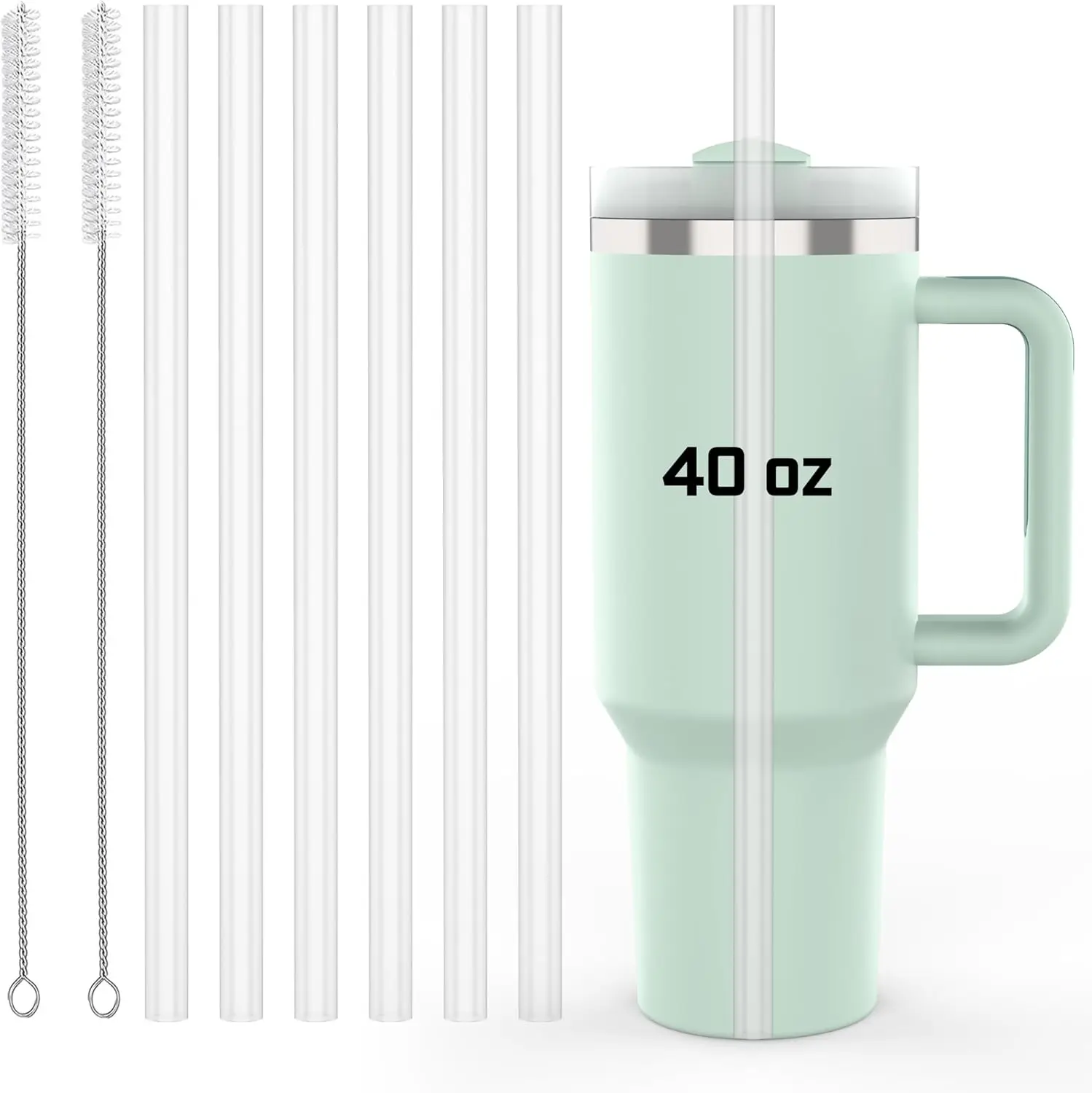 6 Pack Straws for 40 oz Tumbler with 2 Cleaning Brushes, Reusable Plastic Replacement for Stanley Cup, Dishwasher Safe
6 Pack Straws for 40 oz Tumbler with 2 Cleaning Brushes, Reusable Plastic Replacement for Stanley Cup, Dishwasher Safe