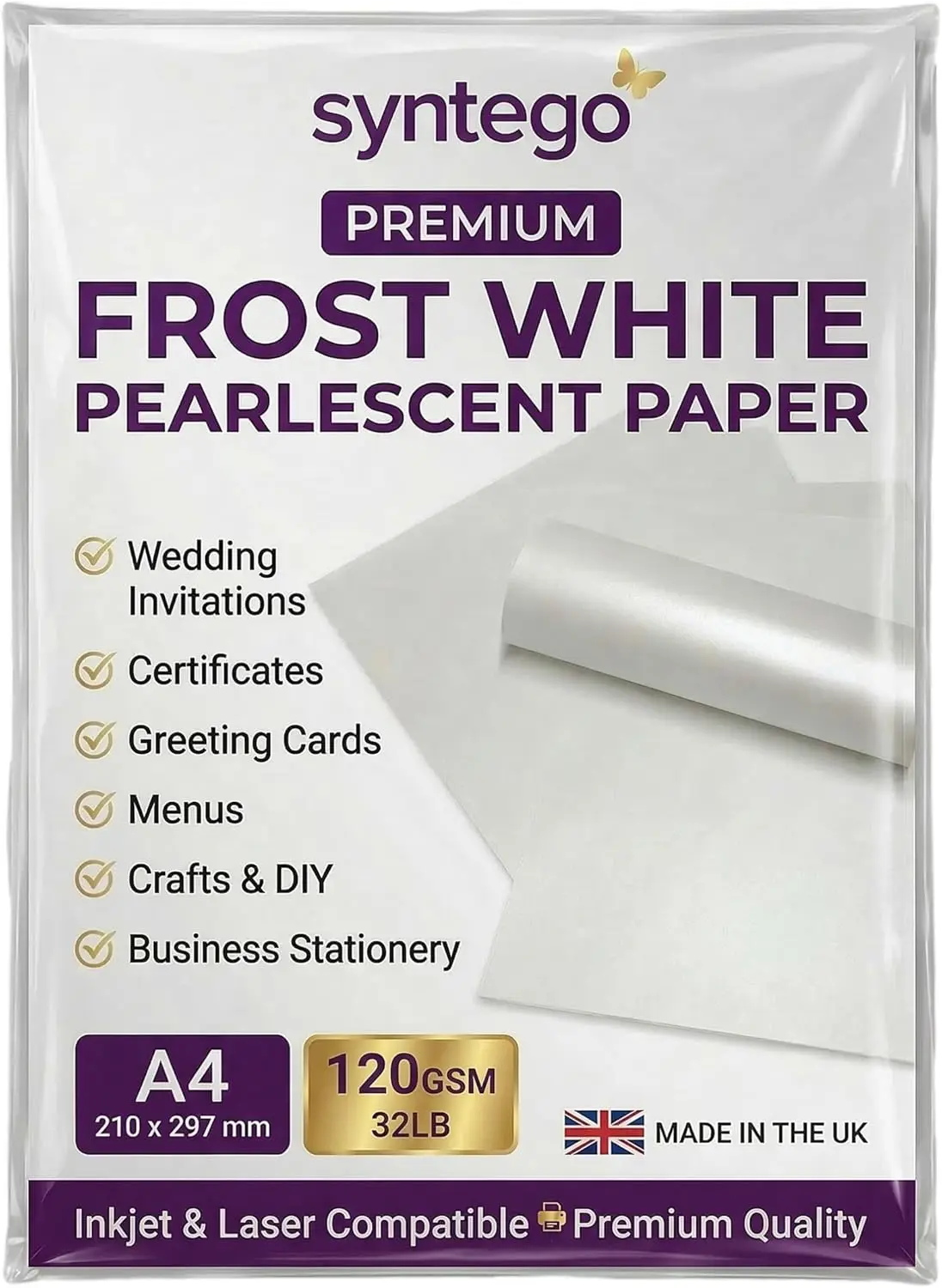 10 A4 Frost White Pearlescent Shimmer Paper 120gsm Double Sided for Inkjet Laser Printers
10 A4 Frost White Pearlescent Shimmer Paper 120gsm Double Sided for Inkjet Laser Printers