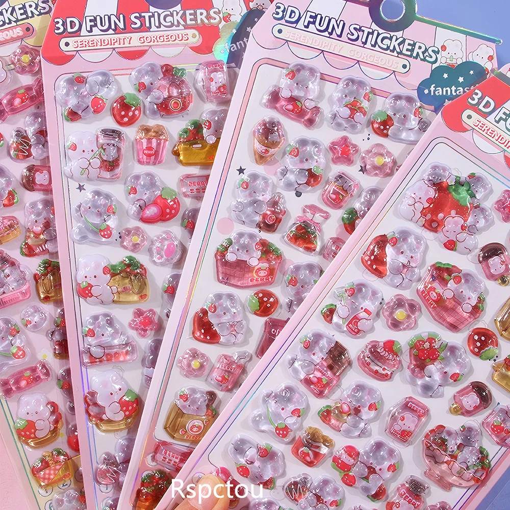4pcs Kawaii Cartoon Strawberry Rabbit 3D Relief Stickers Cute Three-Dimensional Crystal Decals Laptop Fridge Phone Sticker Toys
4pcs Kawaii Cartoon Strawberry Rabbit 3D Relief Stickers Cute Three-Dimensional Crystal Decals Laptop Fridge Phone Sticker Toys