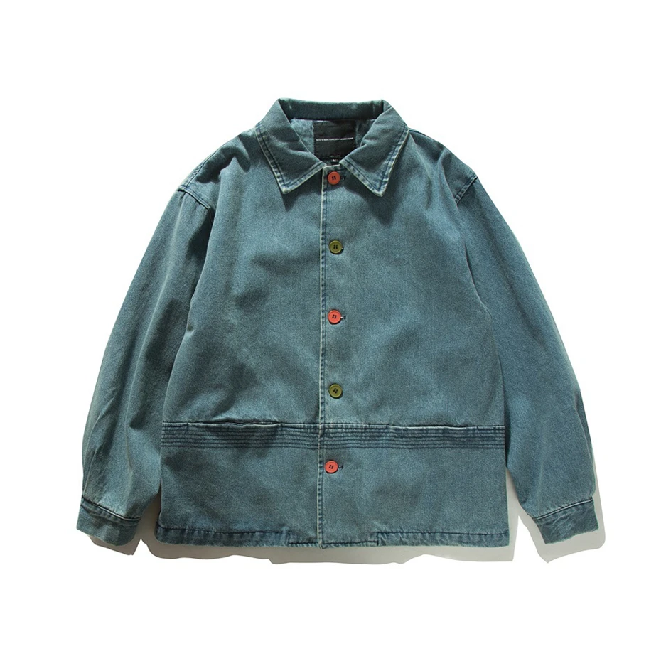 Vintage Splicing Denim Jackets Mens Streetwear Harajuku Casual Jeans Coats Oversized Washed Button Decoration Cargo Jacket Male
Vintage Splicing Denim Jackets Mens Streetwear Harajuku Casual Jeans Coats Oversized Washed Button Decoration Cargo Jacket Male