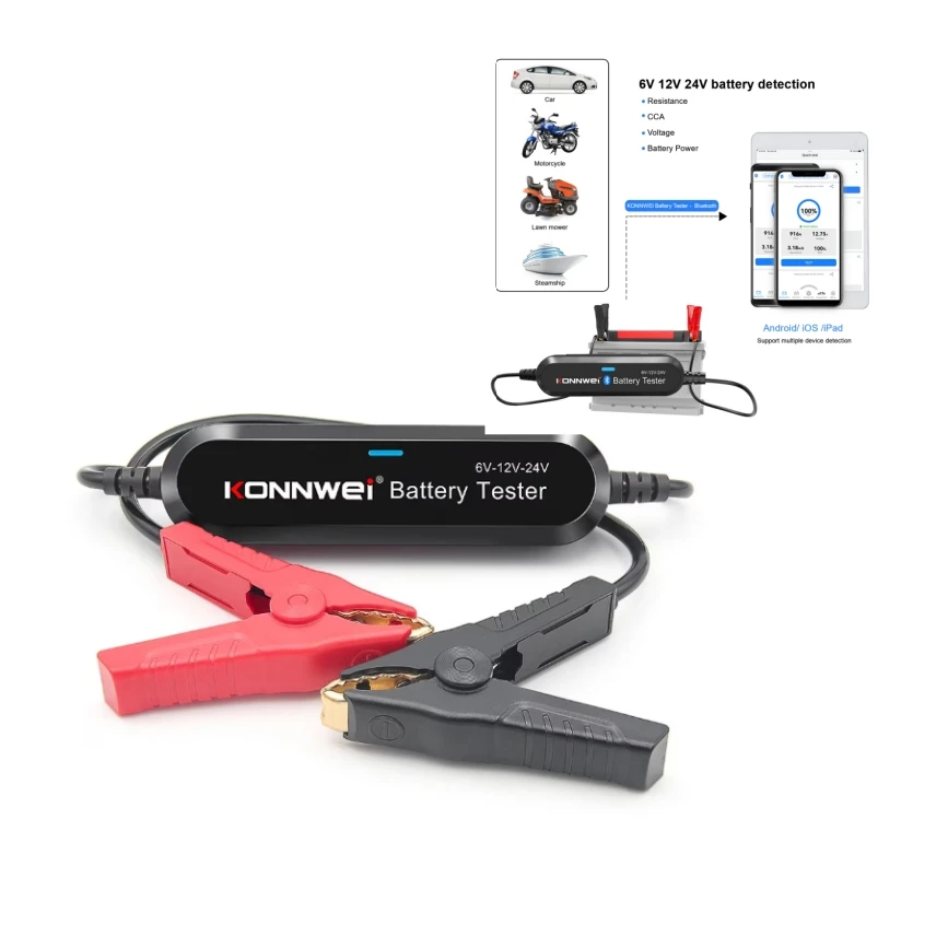 Bluetooth 5.2 Car Battery Tester KONNWEI BK200 6V 12V 24V Battery Health Analyzer With Free Kbattery APP For Android & IOS
Bluetooth 5.2 Car Battery Tester KONNWEI BK200 6V 12V 24V Battery Health Analyzer With Free Kbattery APP For Android & IOS