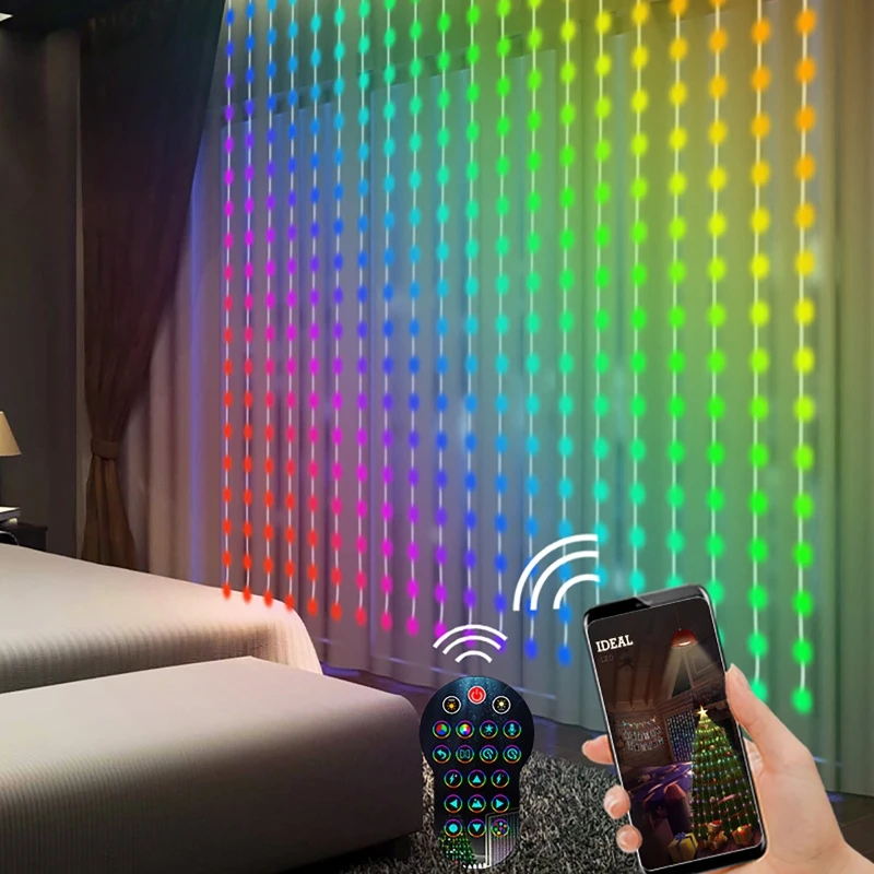 Smart LED RGB Color Smart Curtain String Light bluetooth APP Control Christmas Fairy Light DIY Picture Display Garland Decor
Smart LED RGB Color Smart Curtain String Light bluetooth APP Control Christmas Fairy Light DIY Picture Display Garland Decor