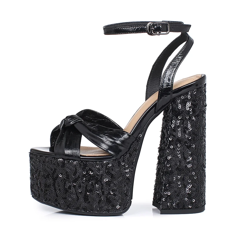 Arden Furtado Summer black cowhide paillette platform bowknot round toe Super high heel word-cingulate sandals Banquet shoes
Arden Furtado Summer black cowhide paillette platform bowknot round toe Super high heel word-cingulate sandals Banquet shoes