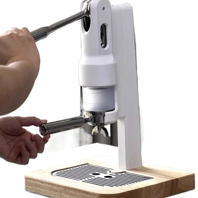 Hand pressure coffee machine, variable pressure espresso, tie rod coffee machine