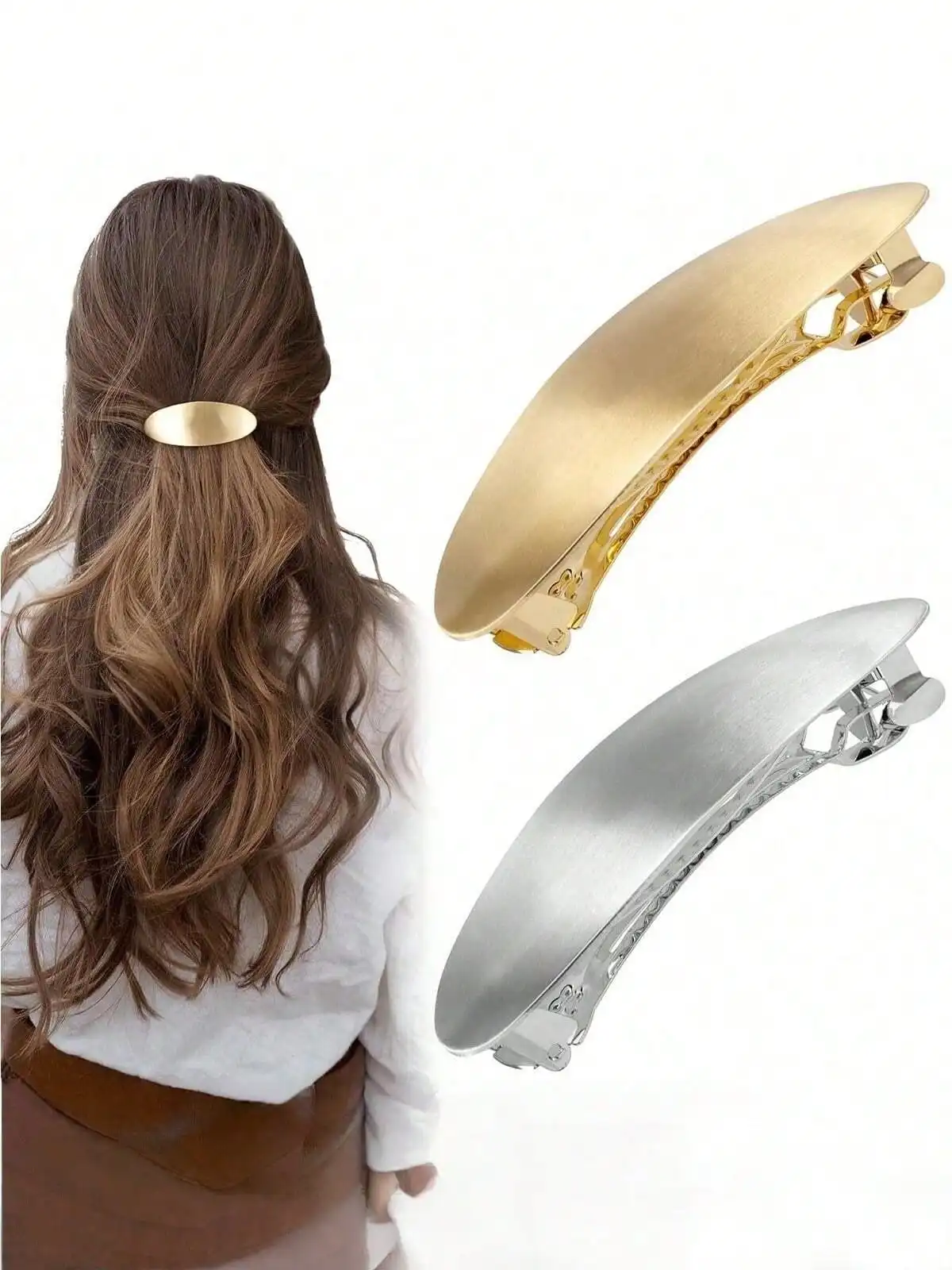 1pc Set - French Oval Metal Hair Clips, Fashion Women Hair Accessories, Non-Slip Minimalist Hair Clips, Spring Clamps, Suitable For Long/Short/Curly/Wavy Hair, Decorative Metal Hair Accessories (Gold/Silver), School Supplies, Hair Clips
1pc Set - French Oval Metal Hair Clips, Fashion Women Hair Accessories, Non-Slip Minimalist Hair Clips, Spring Clamps, Suitable For Long/Short/Curly/Wavy Hair, Decorative Metal Hair Accessories (Gold/Silver), School Supplies, Hair Clips