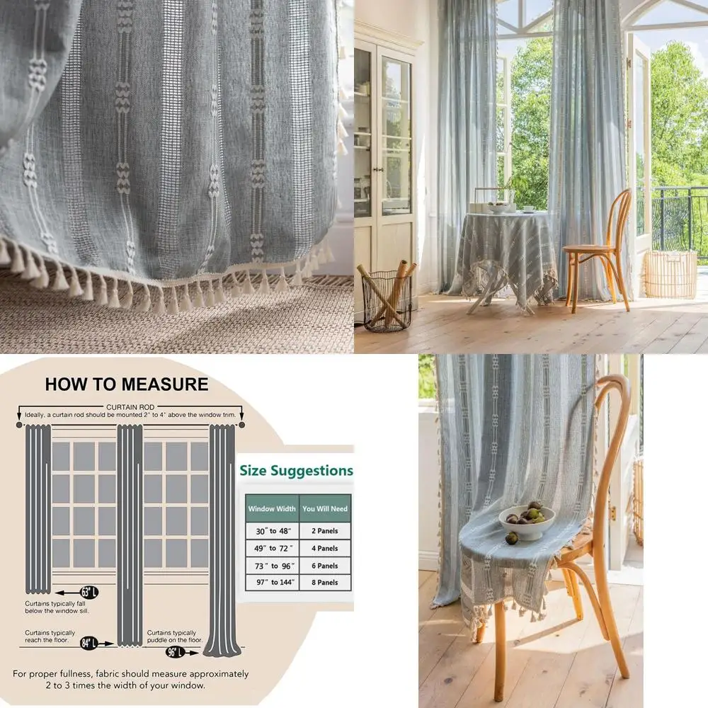 Льняные полосатые полузатемняющие шторы с кистями, 52x96 дюймов, для гостиной
Льняные полосатые полузатемняющие шторы с кистями, 52x96 дюймов, для гостиной