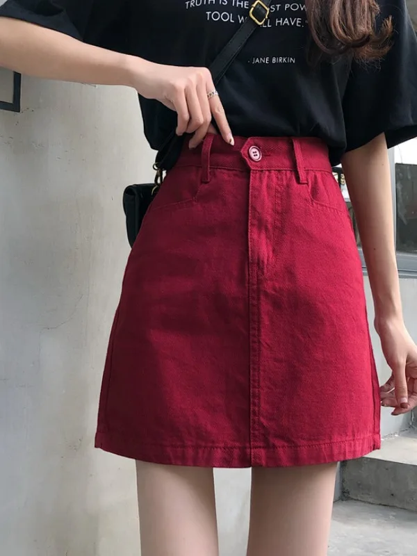 High Waist A-Line Skirt Women's Denim Short Skirts Summer Trendy plus Size Versatile Slimming Small Size JSWETR Brand
High Waist A-Line Skirt Women's Denim Short Skirts Summer Trendy plus Size Versatile Slimming Small Size JSWETR Brand