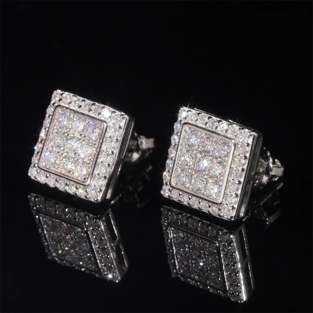 Hip Hop Jewelry Wholesale 925 Silver Rose Gold Plated Vvs Moissanite Diamond Square Earrings Stud Cluster for Man Women
Hip Hop Jewelry Wholesale 925 Silver Rose Gold Plated Vvs Moissanite Diamond Square Earrings Stud Cluster for Man Women