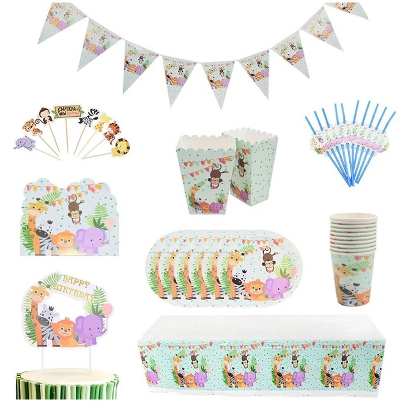 Animal themed disposable tableware set children’s birthday party layout tablecloth paper plates paper cups bunting paper towels
Animal themed disposable tableware set children’s birthday party layout tablecloth paper plates paper cups bunting paper towels