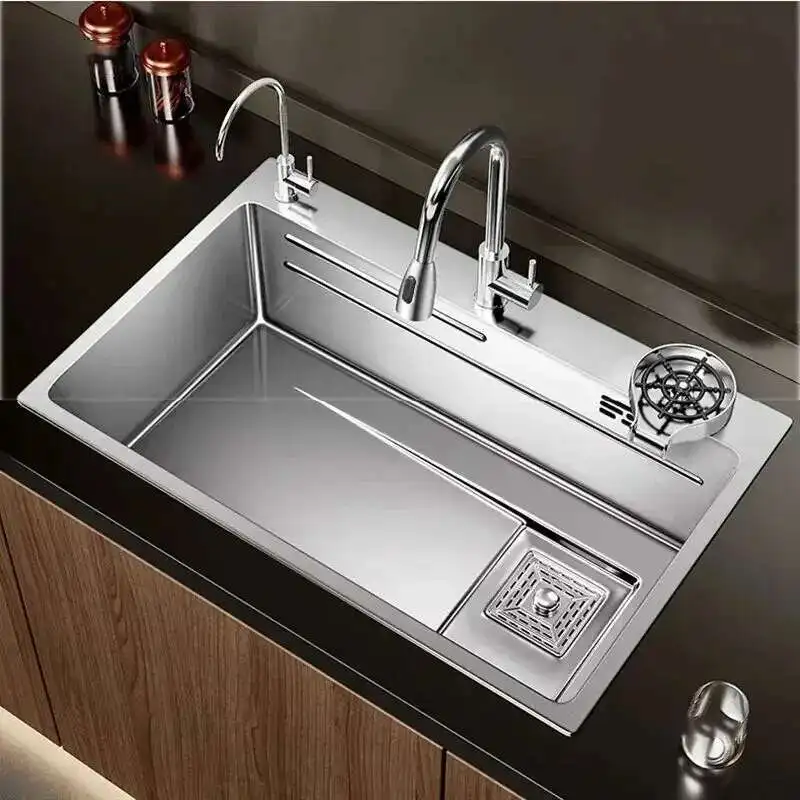 Modern Silver Sink for Kitchen Stainless Steel Three-hole Kitchen Sinks Creative Household Nano Sinks for Balcony
Modern Silver Sink for Kitchen Stainless Steel Three-hole Kitchen Sinks Creative Household Nano Sinks for Balcony