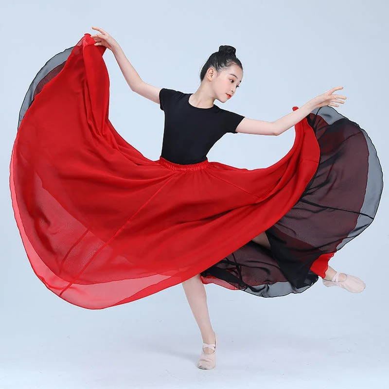 Kid Classical Dance Skirts Girl Flowy Chiffon Big Swing Dance Skirt Modern Dance Practice Long Skirts Stage Performance Costume
Kid Classical Dance Skirts Girl Flowy Chiffon Big Swing Dance Skirt Modern Dance Practice Long Skirts Stage Performance Costume