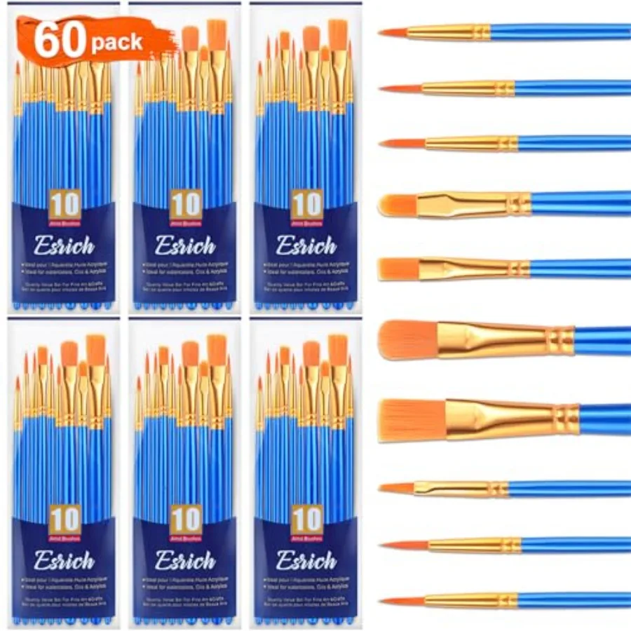 Paint Brush Set, 6 Packs Pcs Nylon Hair Paint Brushes for Acrylic Painting, Artist Paintbrushes for Acrylic, Oil, Watercolor Pa
Paint Brush Set, 6 Packs Pcs Nylon Hair Paint Brushes for Acrylic Painting, Artist Paintbrushes for Acrylic, Oil, Watercolor Pa