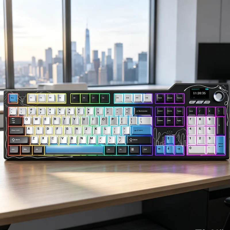 AJAZZ AK35I V4 Gaming Keyboard: Wired/2.4G Wireless/Bluetooth triple-mode connectivity, full-size layout, Avocado mechanical switches, color display, and metal volume knob
AJAZZ AK35I V4 Gaming Keyboard: Wired/2.4G Wireless/Bluetooth triple-mode connectivity, full-size layout, Avocado mechanical switches, color display, and metal volume knob