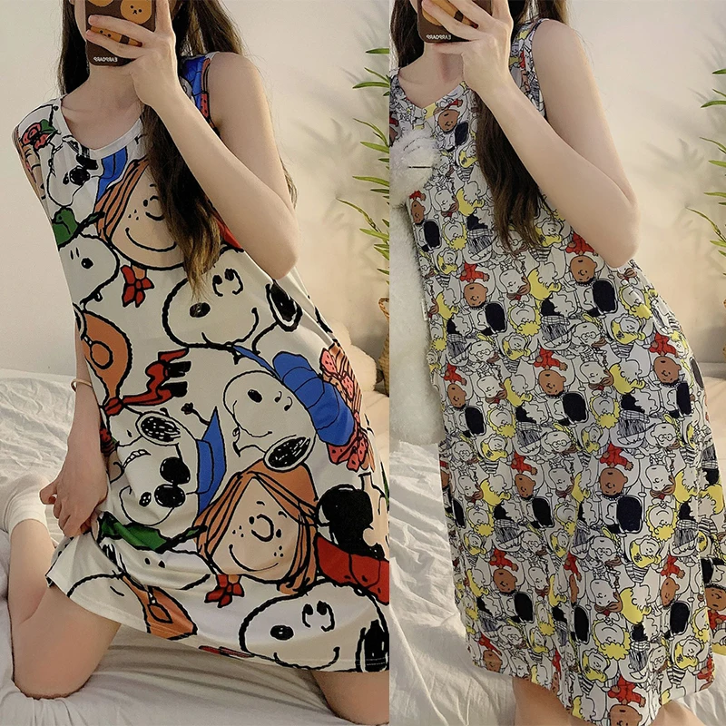 Snoopy Nightgown Anime Women Sleeveless Scroop Neck Sleepwear Female Nightdress Pajamas Cartoon Girl Nightwear Homewear Clothing
Snoopy Nightgown Anime Women Sleeveless Scroop Neck Sleepwear Female Nightdress Pajamas Cartoon Girl Nightwear Homewear Clothing