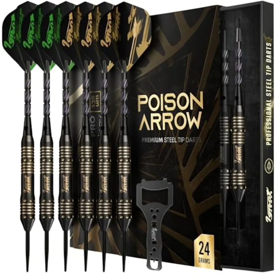 Steel Tip Dart Set - Brass Barrels with Tempered Steel Points, Aluminum Shafts, 16 GlideXPro Flights Standard No. 2 + Slim,Acce
Steel Tip Dart Set - Brass Barrels with Tempered Steel Points, Aluminum Shafts, 16 GlideXPro Flights Standard No. 2 + Slim,Acce