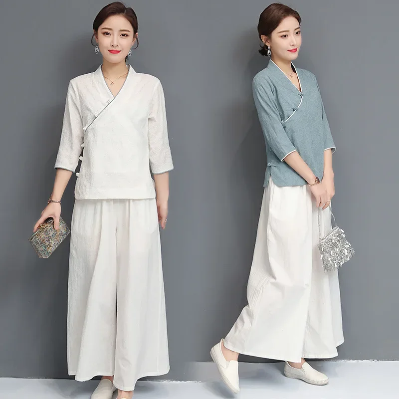 Spring Summer Cotton and Linen Yoga Suit Women Retro Jacquard Hanfu Monk's Suit Zen Tea Suit Two-piece Set
Spring Summer Cotton and Linen Yoga Suit Women Retro Jacquard Hanfu Monk's Suit Zen Tea Suit Two-piece Set