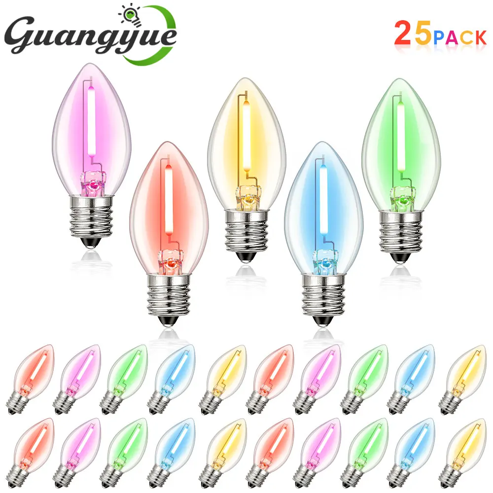 C7 LED Colorful Bulbs Waterproof E12 Candle Light Bulb for Outdoor String Lights 0.5W Vintage Birthday Decor Filament Bulb
C7 LED Colorful Bulbs Waterproof E12 Candle Light Bulb for Outdoor String Lights 0.5W Vintage Birthday Decor Filament Bulb