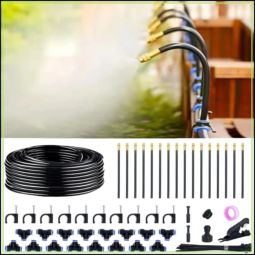 360° Adjustable Drip Irrigation System - 50 FT Automatic Garden Watering with 16 Nozzles, Raised Bed Sprinkler, Mister for Yard, Lawn, Plants, 5/16" Tubing
360° Adjustable Drip Irrigation System - 50 FT Automatic Garden Watering with 16 Nozzles, Raised Bed Sprinkler, Mister for Yard, Lawn, Plants, 5/16" Tubing