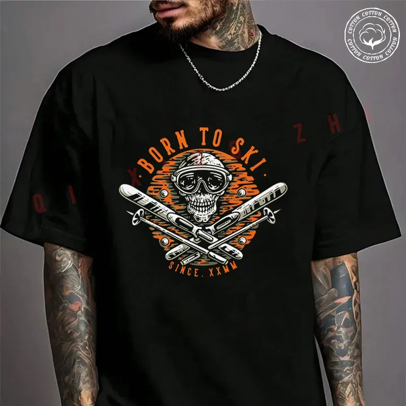 New Motorbike Cotton T-Shirt Born To Ski Skull Design Motorcycle Tshirt Adventure Casual Summer Short Sleeve Round Neck Tee
New Motorbike Cotton T-Shirt Born To Ski Skull Design Motorcycle Tshirt Adventure Casual Summer Short Sleeve Round Neck Tee