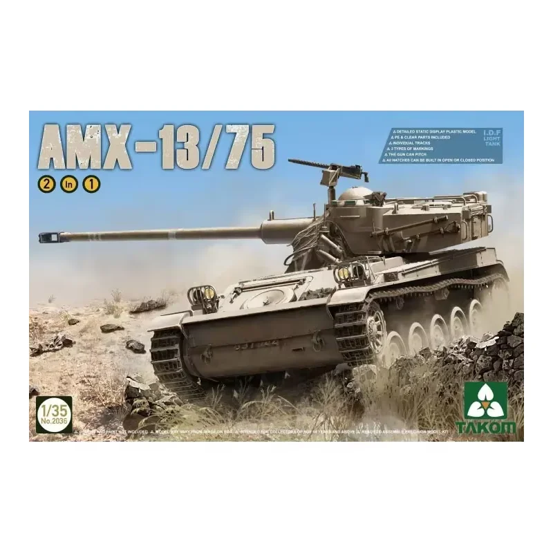 1/35 TAKOM assembly model 2036 AMX-13/75 light tank 2in1 Tank Scale Model Kit
1/35 TAKOM assembly model 2036 AMX-13/75 light tank 2in1 Tank Scale Model Kit