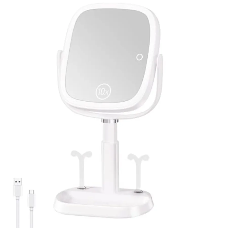 Vanity Mirror with Lights, Rectangular Lighted Makeup Mirror with 3 Color Lights, 1X/10X Magnification, Adjustable Height, 360°
Vanity Mirror with Lights, Rectangular Lighted Makeup Mirror with 3 Color Lights, 1X/10X Magnification, Adjustable Height, 360°