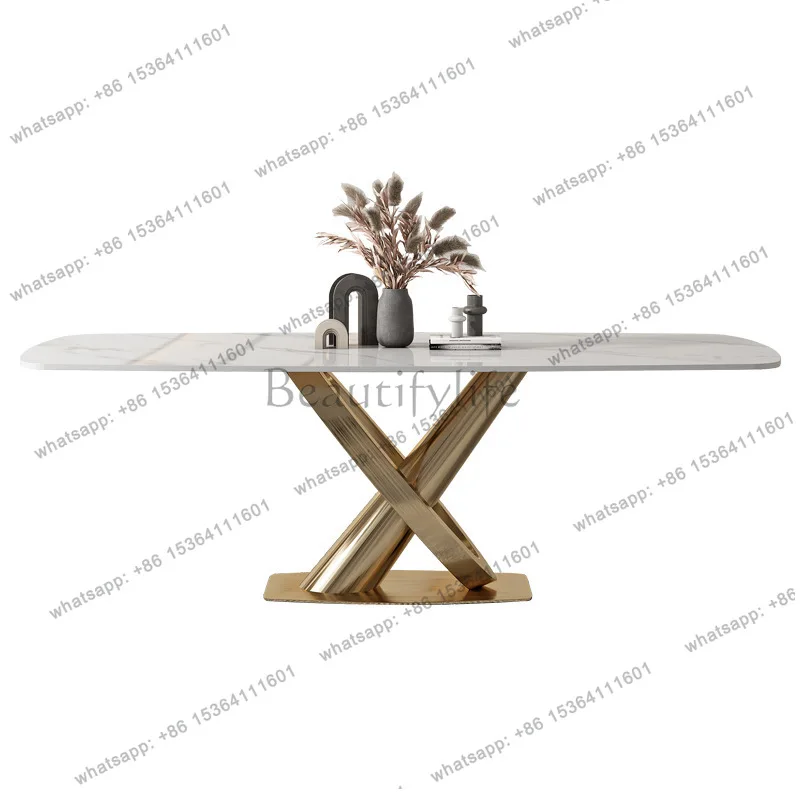 Bright rock slab dining table light luxury high-end modern simple minimalist dining table
Bright rock slab dining table light luxury high-end modern simple minimalist dining table